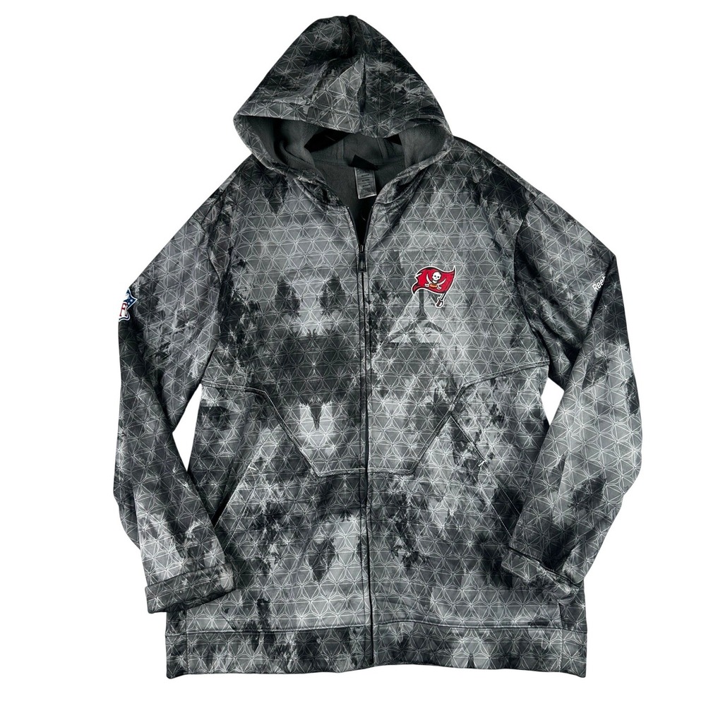 Tampa Bay‎ Buccaneers Full Zip Reebok Hoodie Mens 2XL Gray Geometric Sporty NFL